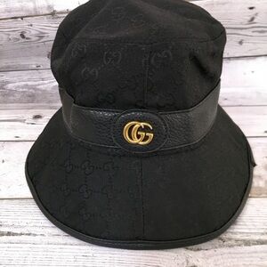 Gucci Black Hat with Gold Emblem
